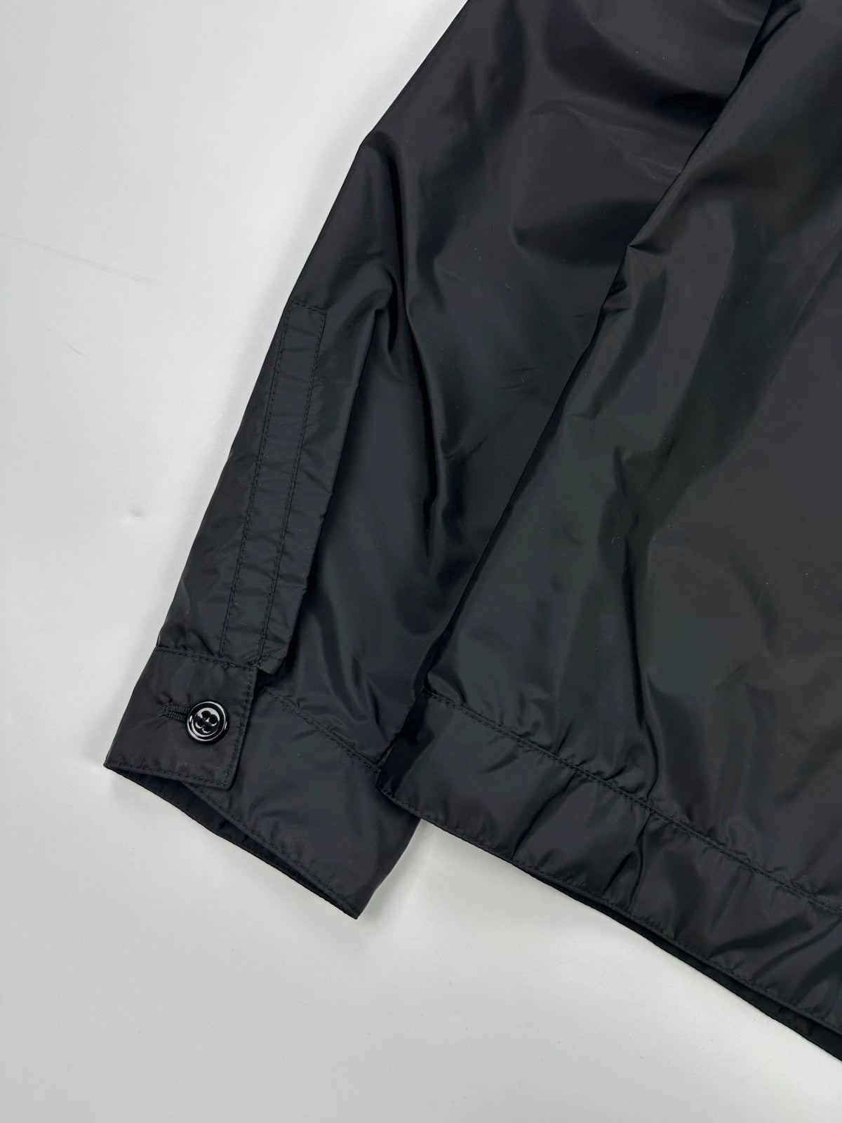 Prada Milano SS2018 Black Light Nylon Burgundy Strip