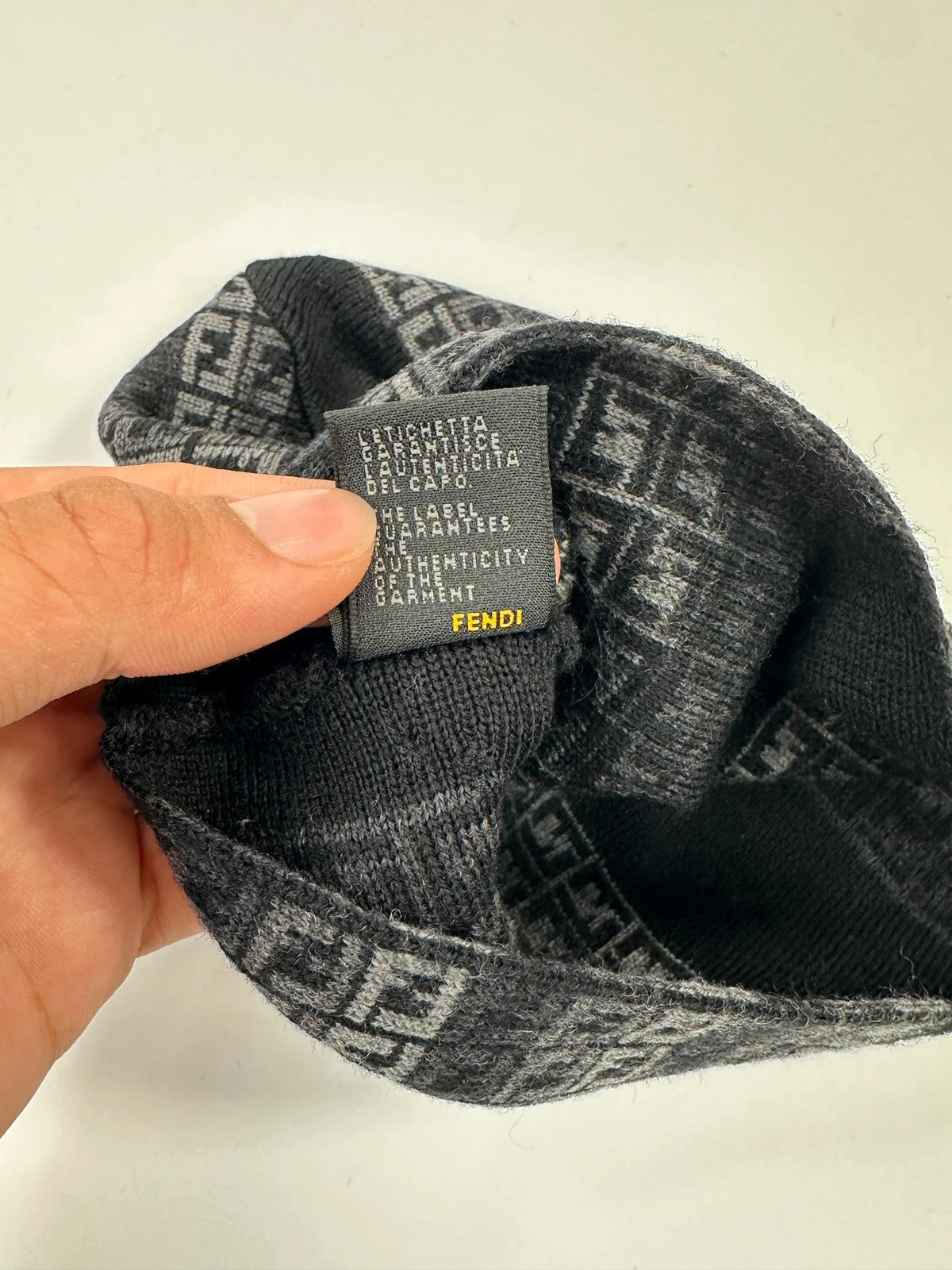 Fendi Black & Grey Wool Multi Monogram FF Logo Beanie