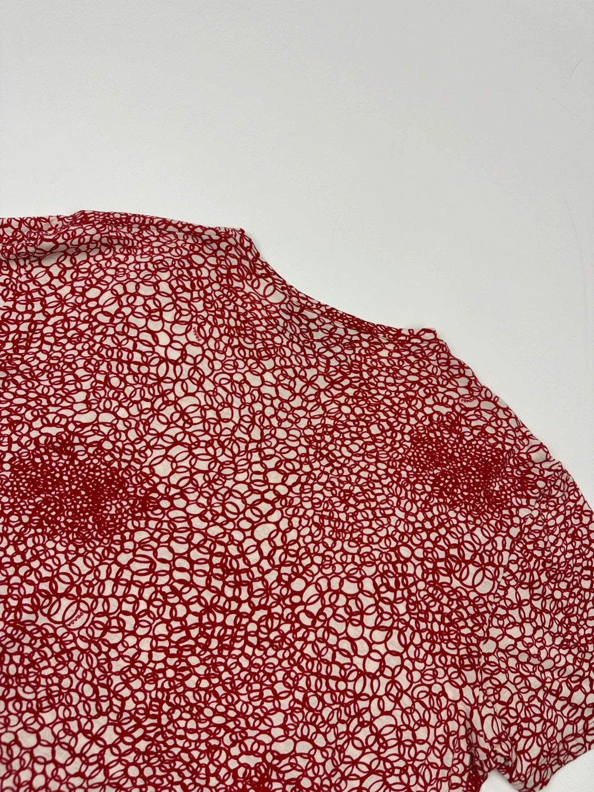 Prada Milano SS2000 Red & White Bubble Print Silk Tee