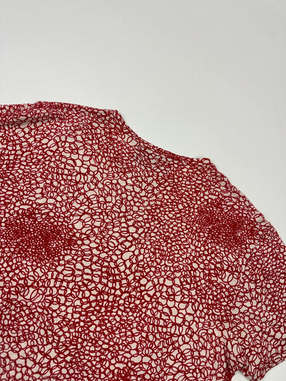 Prada Milano SS2000 Red & White Bubble Print Silk Tee