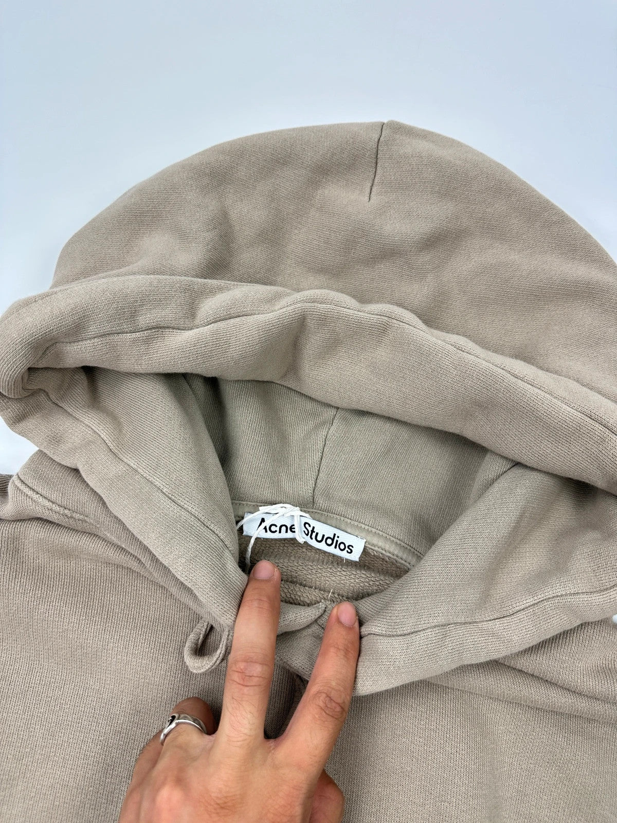 Acne Studio FW2024 Beige Cream Oversized Boxy Crop Hoodie Sweater