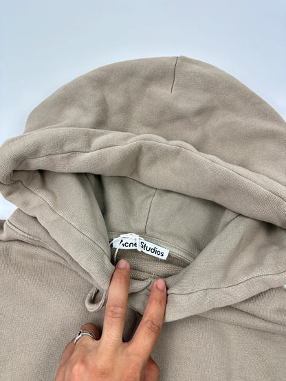 Acne Studio FW2024 Beige Cream Oversized Boxy Crop Hoodie Sweater