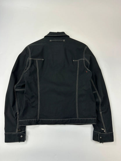 Prada Sport SS2004 Black Contrast White Stitches Work Harrington Jacket