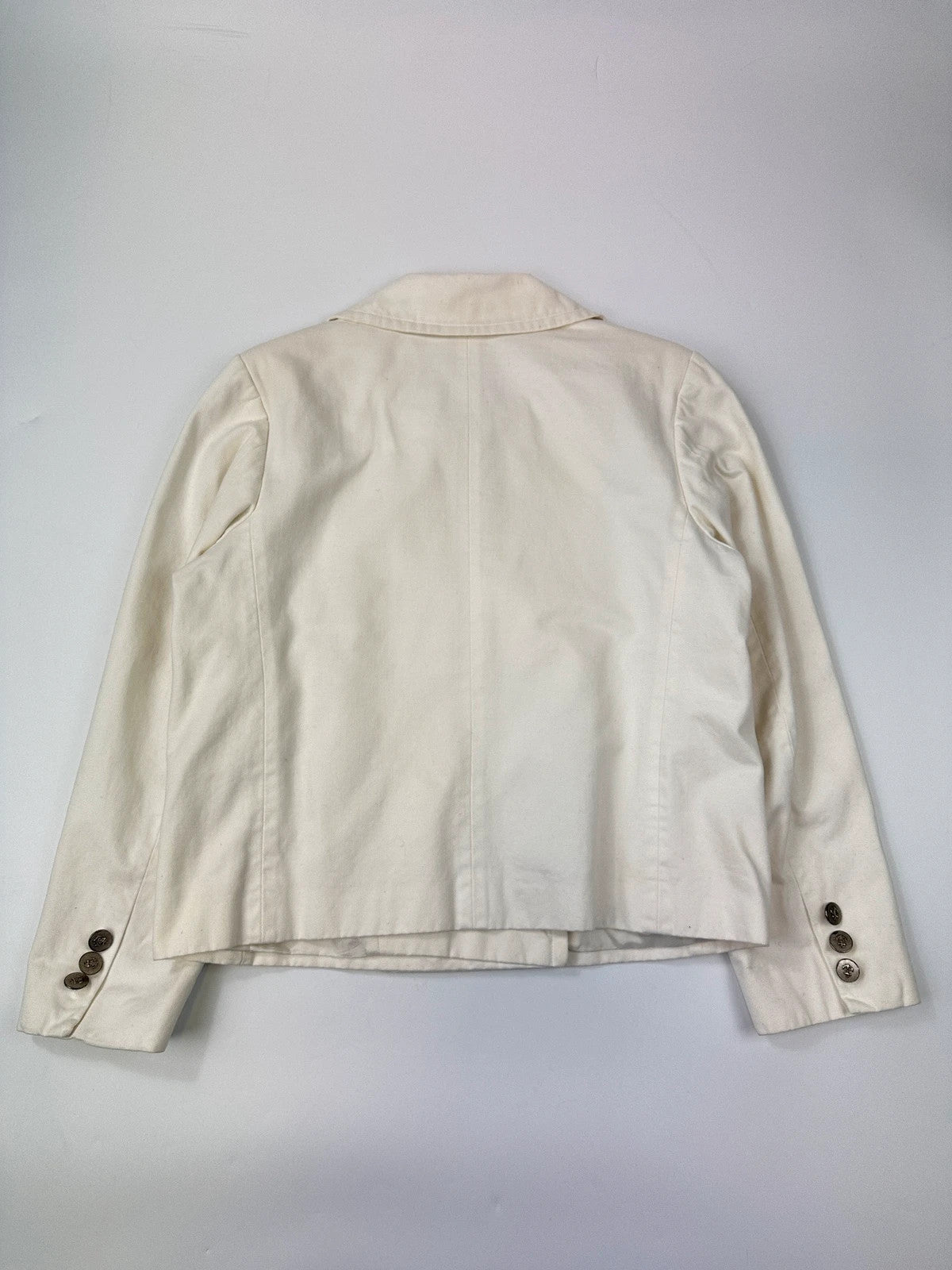 Agnès B 80’s White Cotton Double Breast Crop Officer Jacket