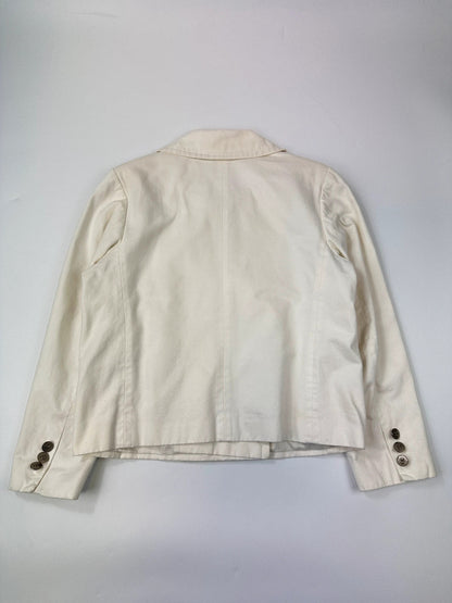 Agnès B 80’s White Cotton Double Breast Crop Officer Jacket