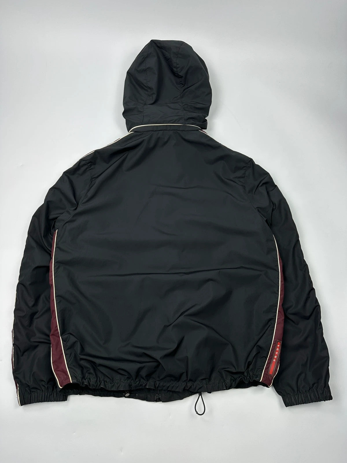 Prada Sport FW2018 Black & Burgundy Nylon Hooded Jacket