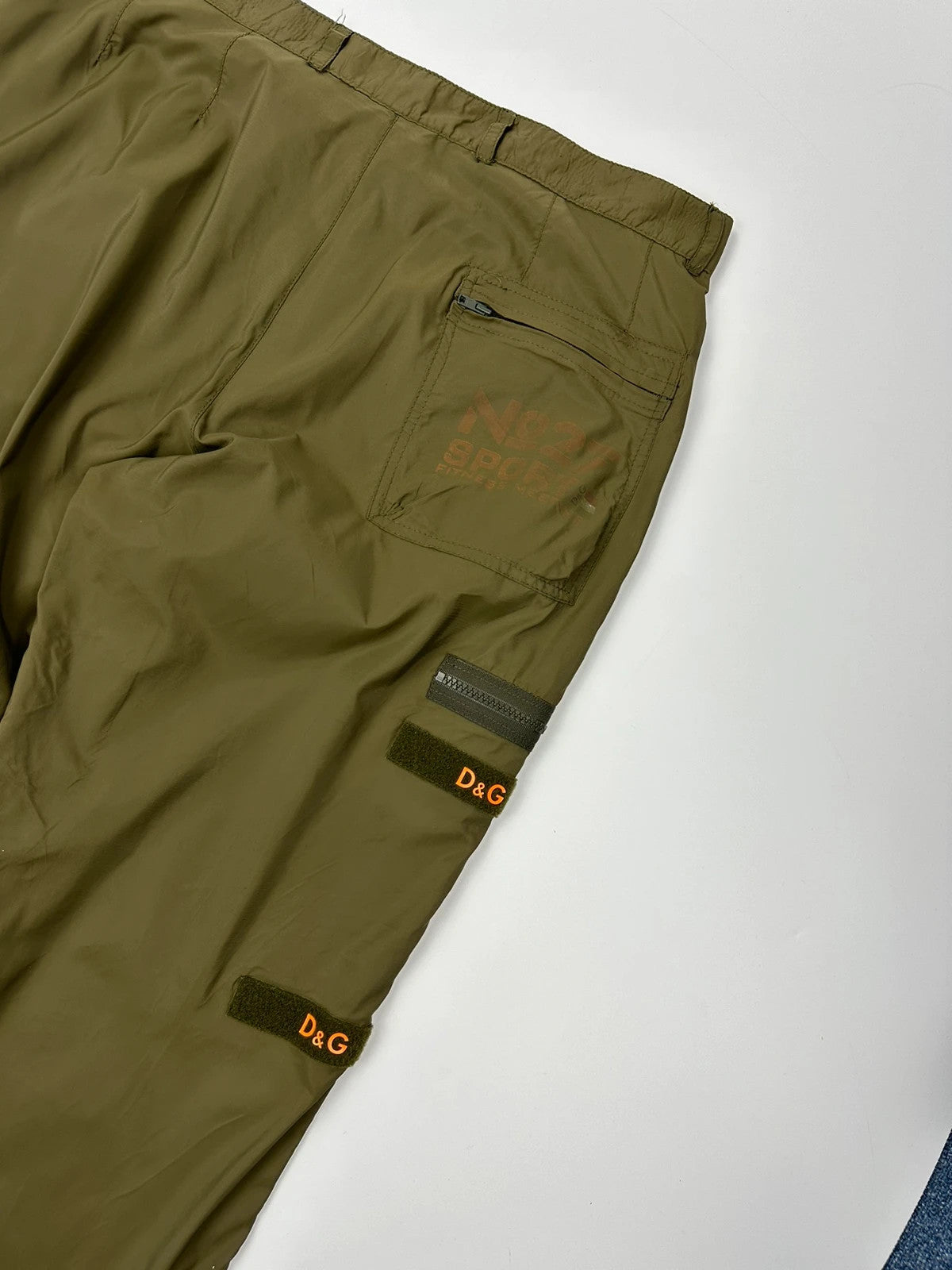 Dolce & Gabbana 00’s Army Khaki Green Nylon Cargo Pants