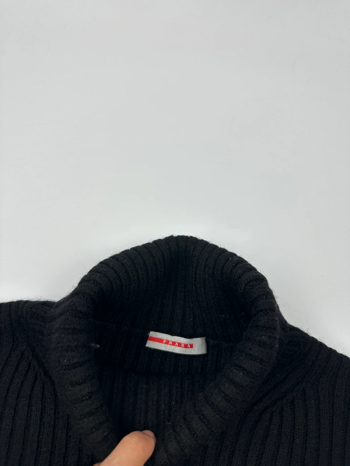 Prada Sport FW2006 Black Ribbed Wool TurtleNeck Knit Sweater