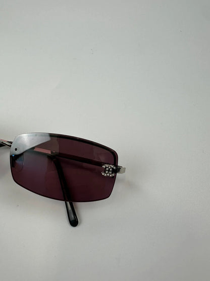 Chanel Purple Sunglasses Frame Rimless Strass