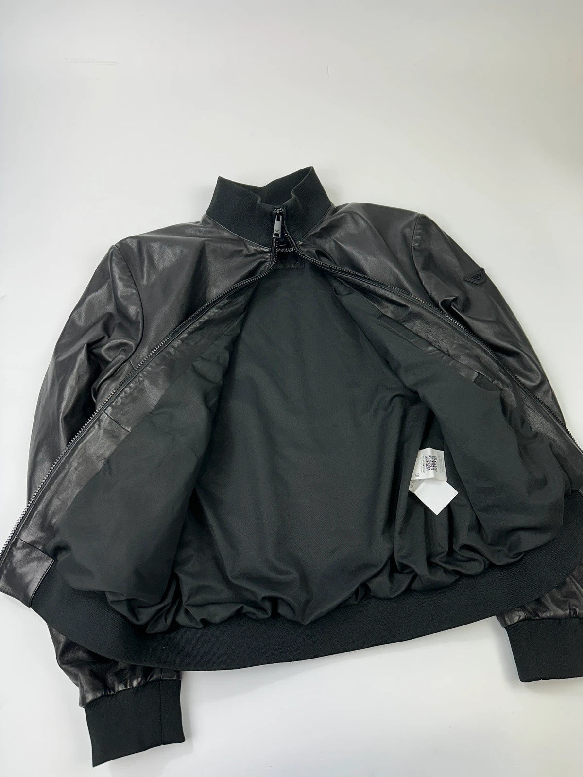 Emporio Armani FW2019 Black Lamb Leather Bomber Jacket