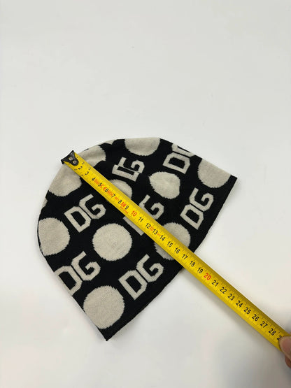 Dolce & Gabbana Black & White Wool Monogram Beanie