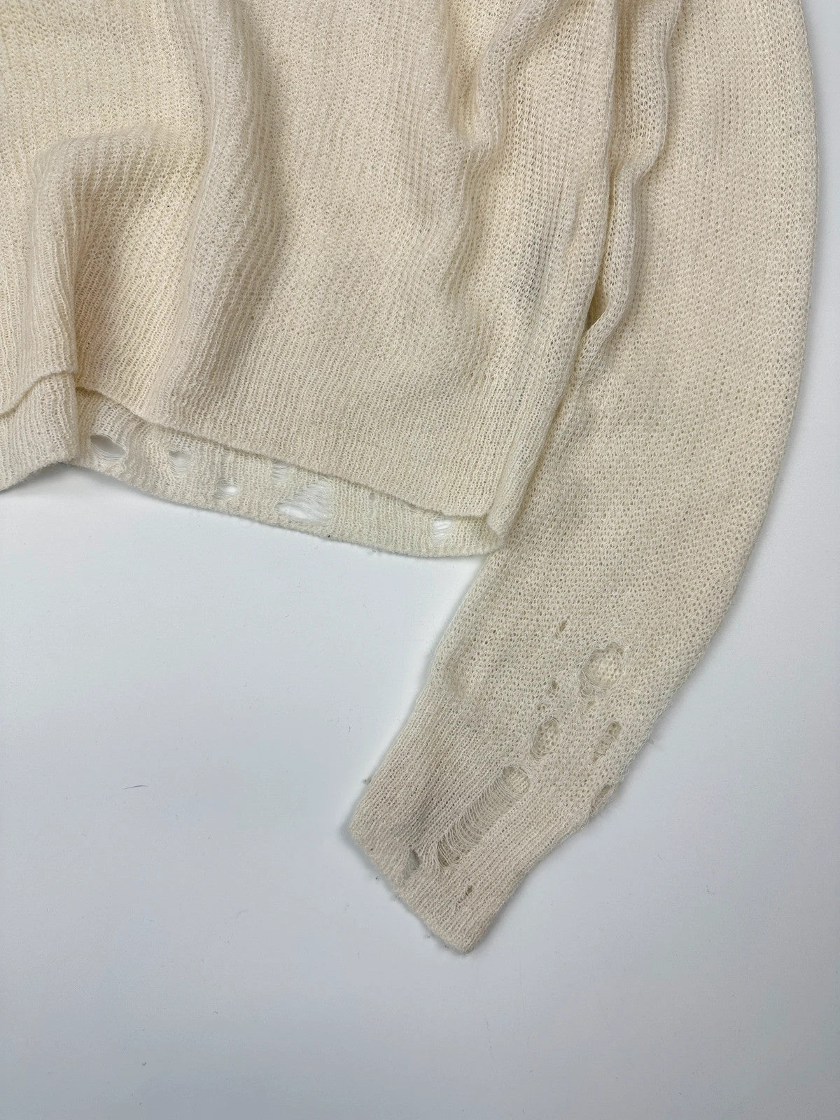 Acne Studio SS2017 Destroy Holes Knit Beige & White Sweater