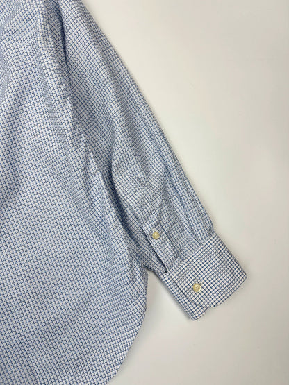 Dolce & Gabbana 00’s Micro Check Pattern White & Blue Dress Pocket Shirt