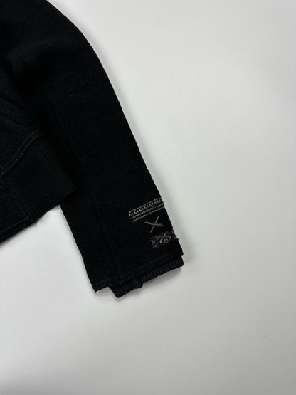 Marithé + François Girbaud 00s Black Wool Double High Neck Contrast Embroidery Jacket