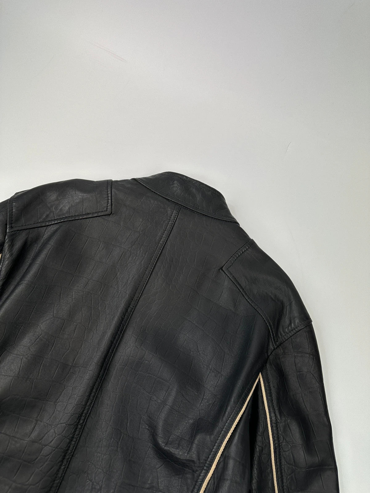 Roberto Cavalli 00’s Black Leather Stamped Jacket