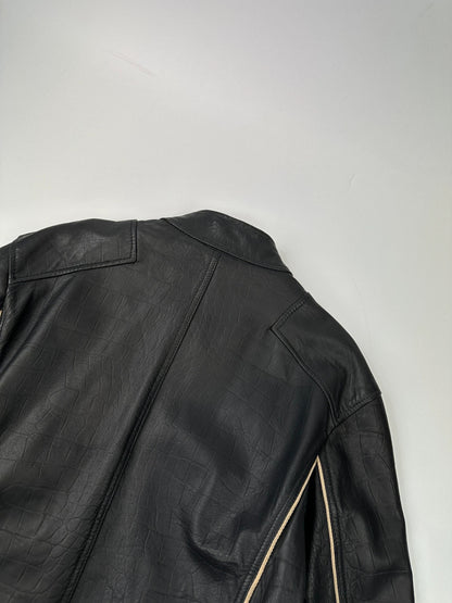 Roberto Cavalli 00’s Black Leather Stamped Jacket