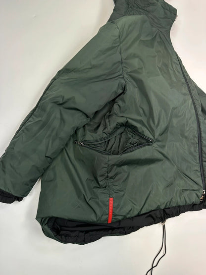 Prada Sport FW1999 Green 2In1 Technical Padded Hooded Jacket/Bag