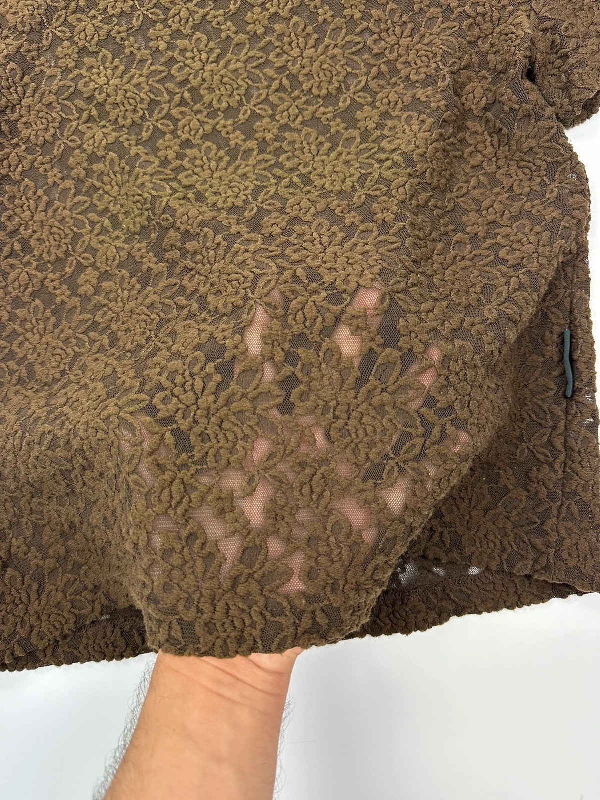 Dolce & Gabbana 90’s Laces Mesh Khaki Flowers Tee