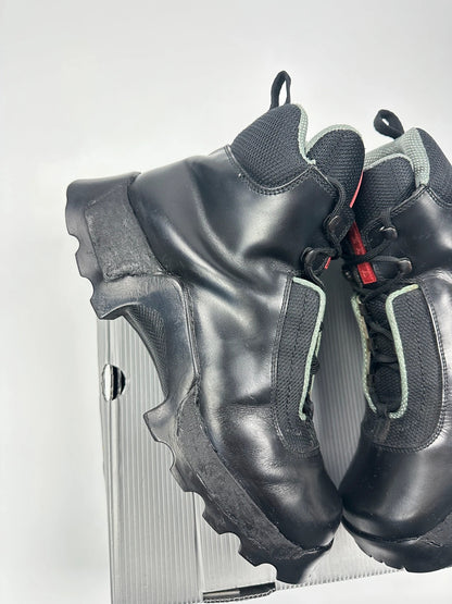 Prada Sport FW1999 Astro Boots Black Leather Hiking Chunky Vibram Sole