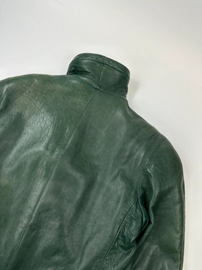Gianni Versace FW1983-4 Forest Green Leather Shoulder Pad Jacket