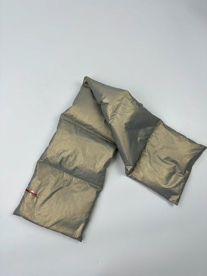 Prada Sport FW99 Magnetic Closure Silver Shiny Padded Scarf