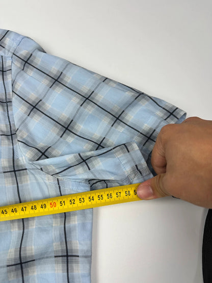 Prada Sport SS2002 Sky Blue & Black Checkered Print Short Sleeves Shirt