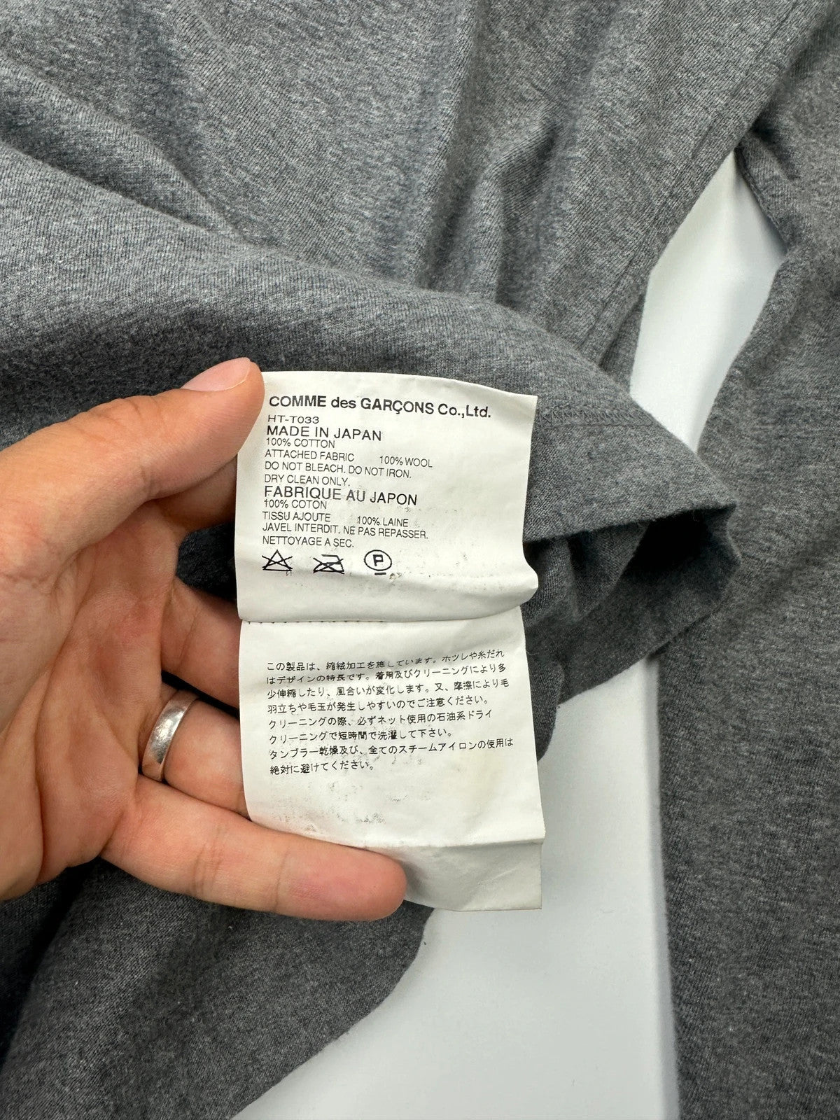 Comme Des Garçons HommenAD2007 Grey Tartan Cotton & Wool Longsleeves Tee