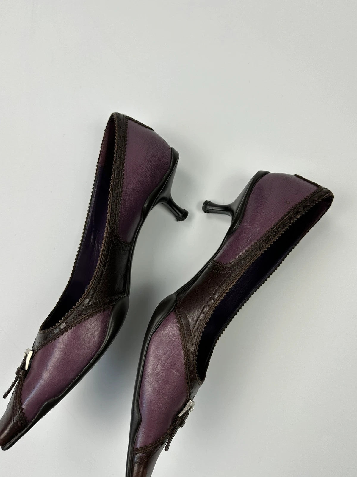 Prada Milano SS2000 Purple Brown Leather Heels Pumps