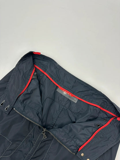 Prada Sport SS2003 Navy Blue Tech Nylon Skirt Contrast Stitches