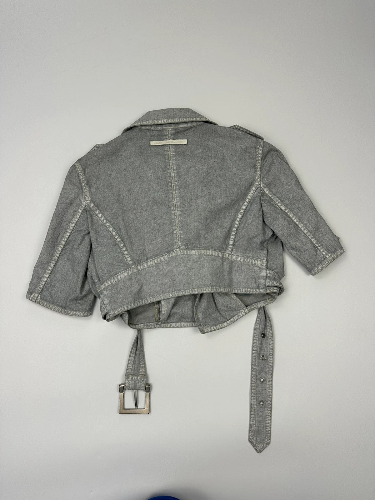 Jean Paul Gautier 00’s Sliver Grey Short Crop Trench Coat Top Jacket