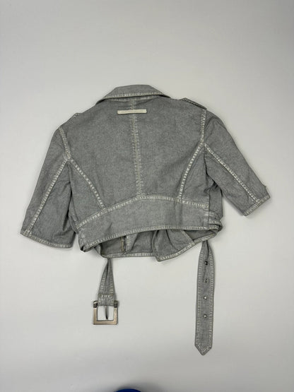 Jean Paul Gautier 00’s Sliver Grey Short Crop Trench Coat Top Jacket