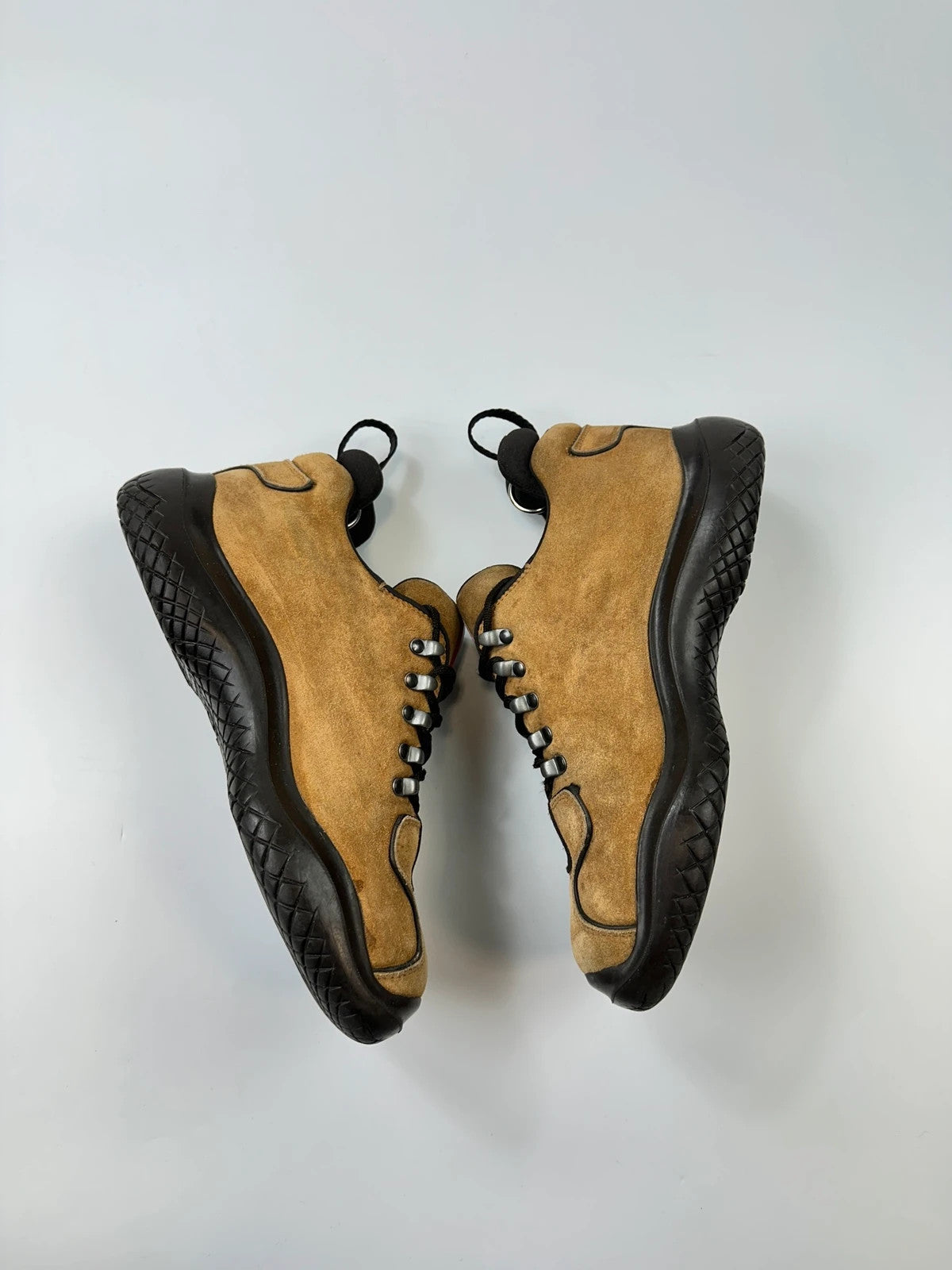 Prada Sport FW1999 Suede Beige Vibram Hikking Puddle Boots