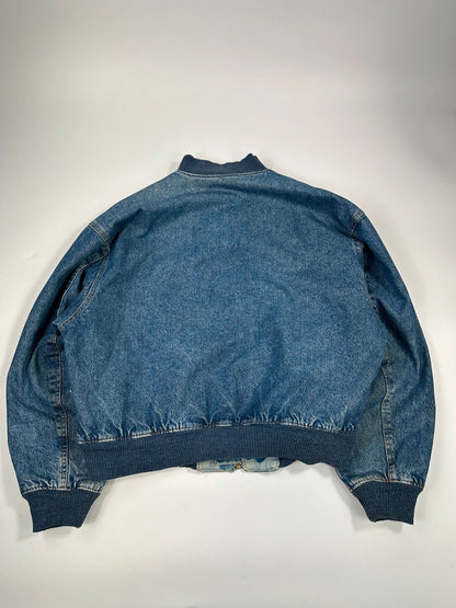 Kenzo Jeans Early 90’s Reversible Denim & Waves Pattern Bomber Jacket