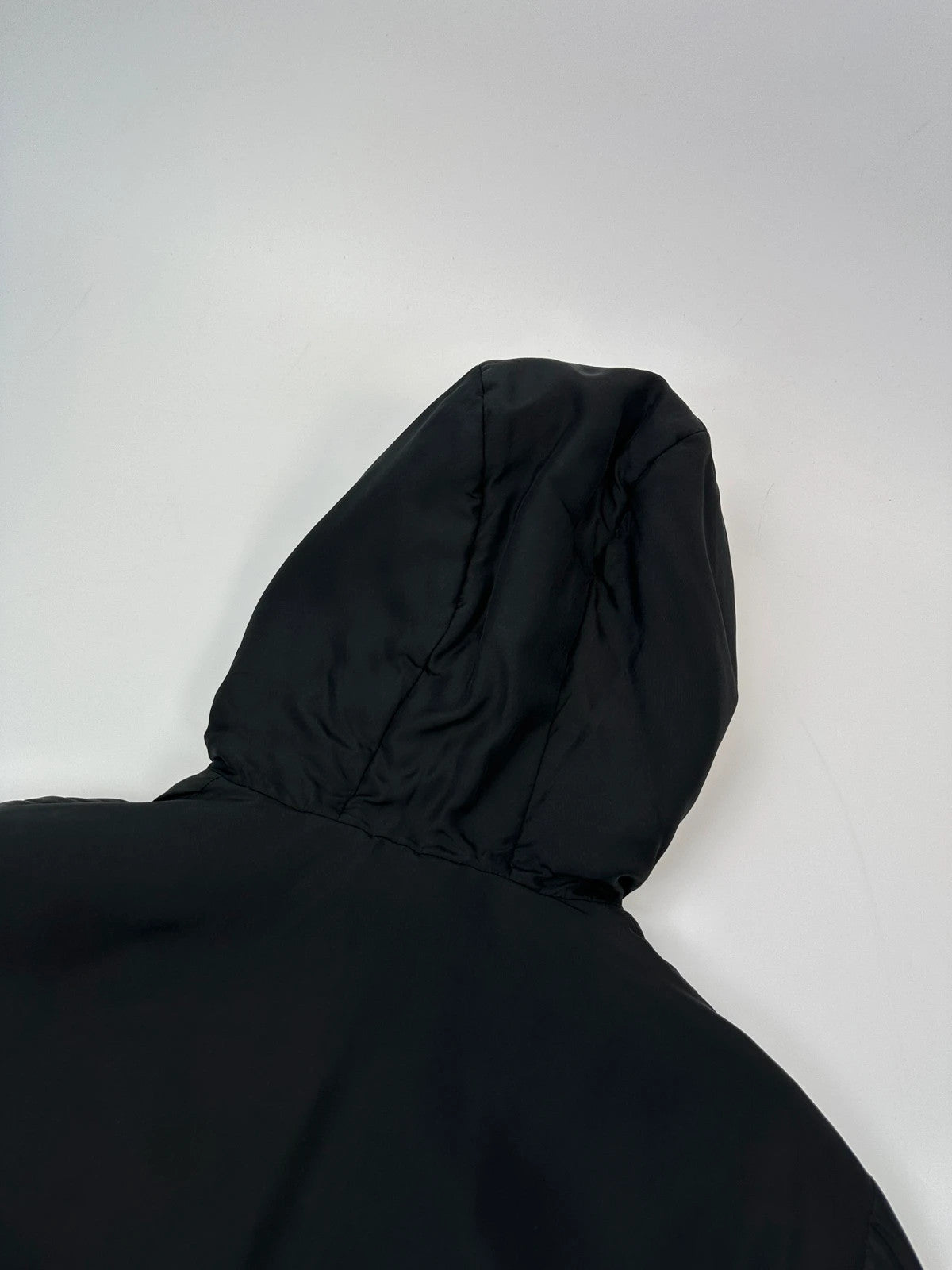 Prada Milano FW2013 Black Padded Silk Hooded Bomber Jacket