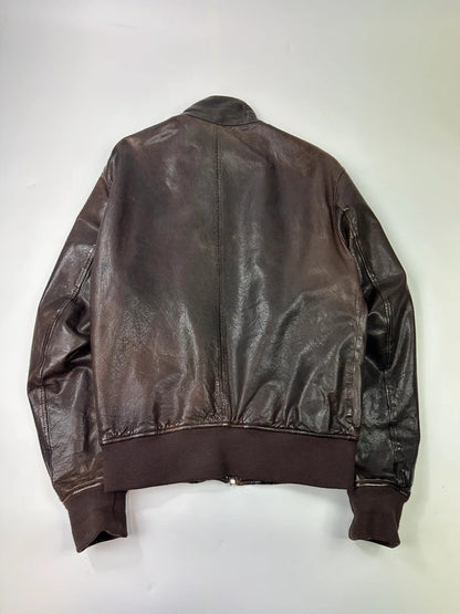 Dolce & Gabbana 00’s Patinated Brown Leather Jacket
