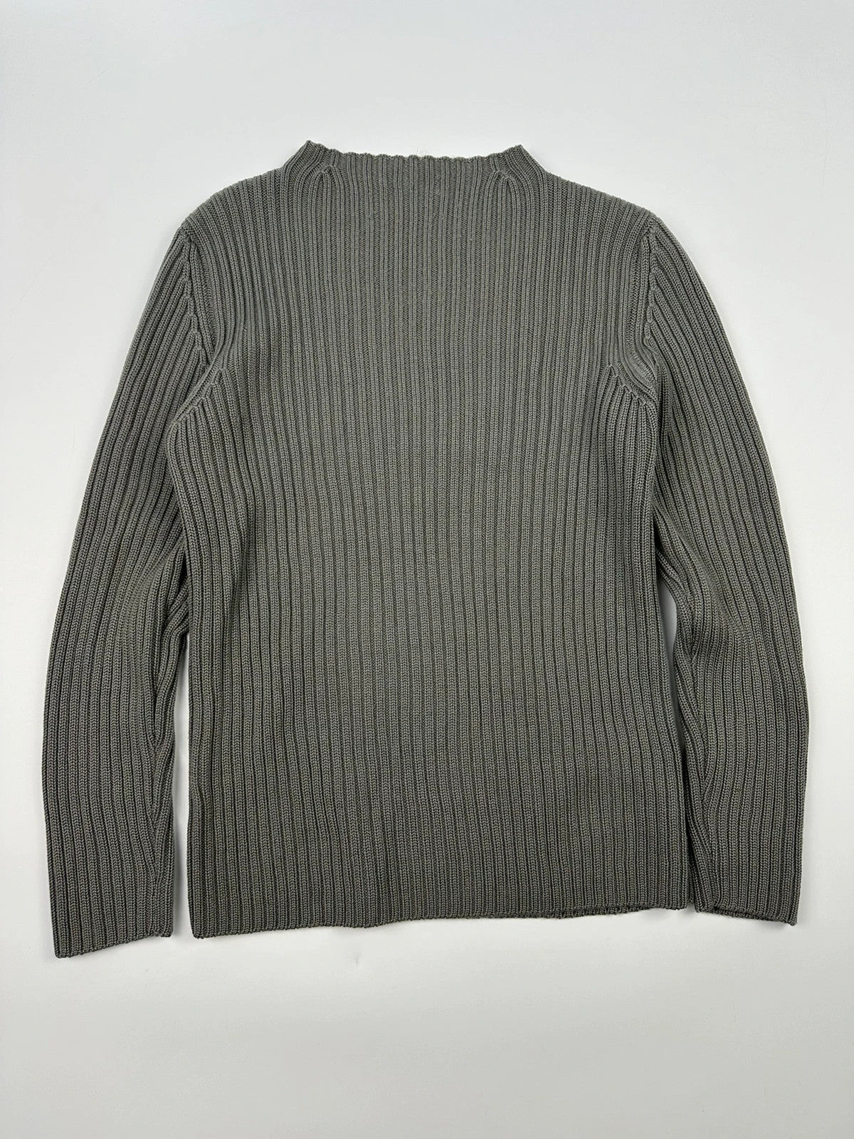 Prada Sport 00’s Khaki Ribbed Wool High Neck Sweater Knit