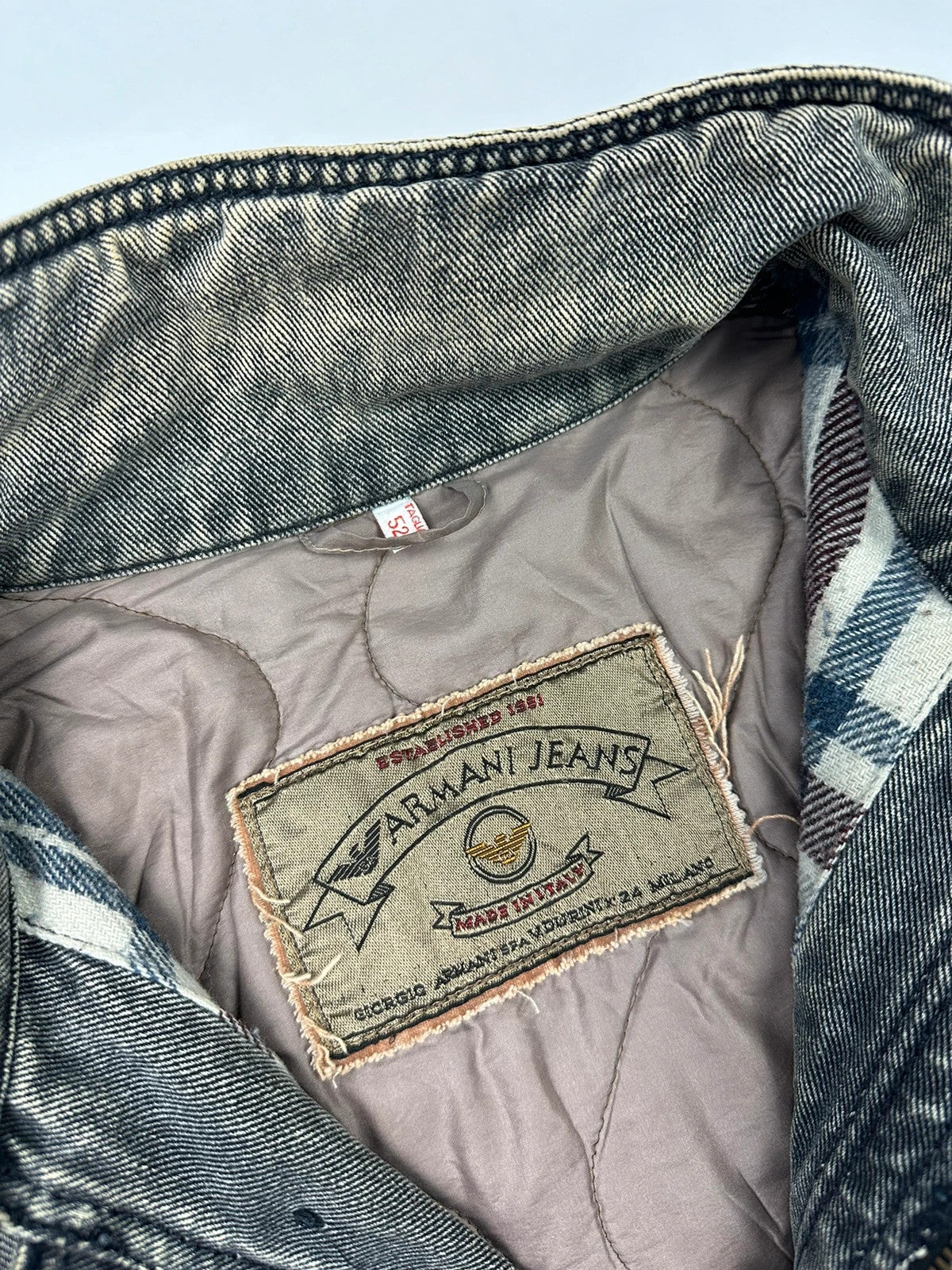 Armani Jeans 90’s Heavy Grey Faded Denim Jacket Coat