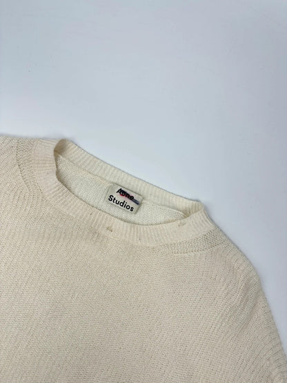 Acne Studio SS2017 Destroy Holes Knit Beige & White Sweater