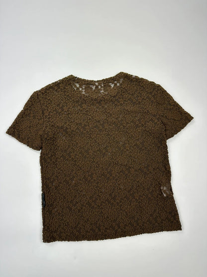 Dolce & Gabbana 90’s Laces Mesh Khaki Flowers Tee