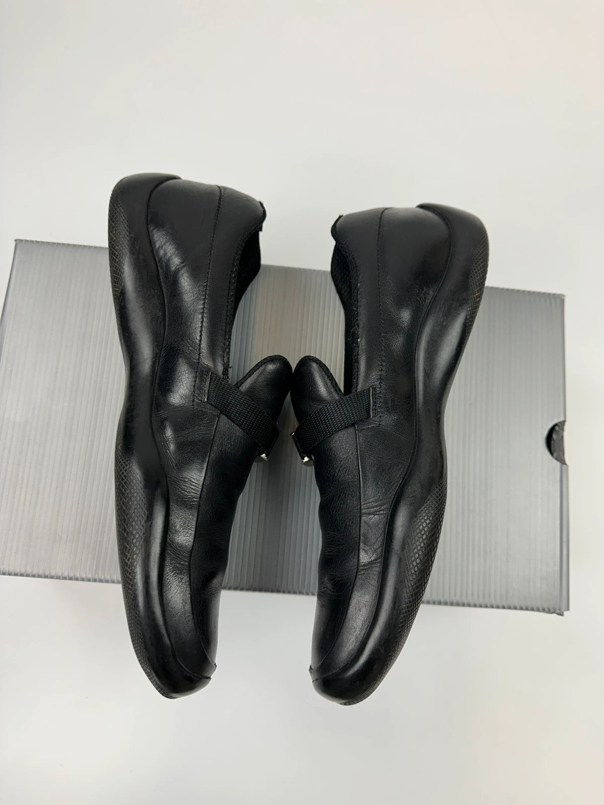 Prada Sport SS1999 Black Leather Belted Loafer