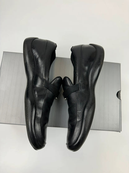 Prada Sport SS1999 Black Leather Belted Loafer