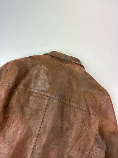 Prada Milano FW07 Brown Eroded Leather Jacket
