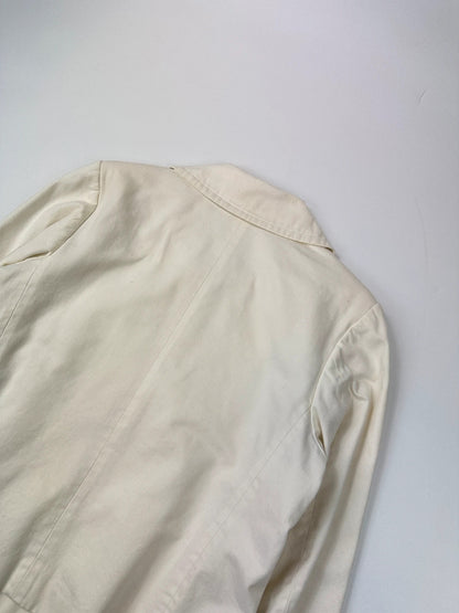 Agnès B 80’s White Cotton Double Breast Crop Officer Jacket