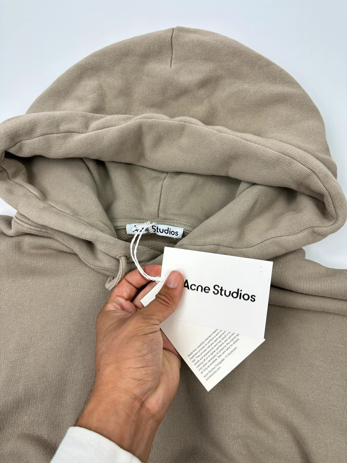 Acne Studio FW2024 Beige Cream Oversized Boxy Crop Hoodie Sweater