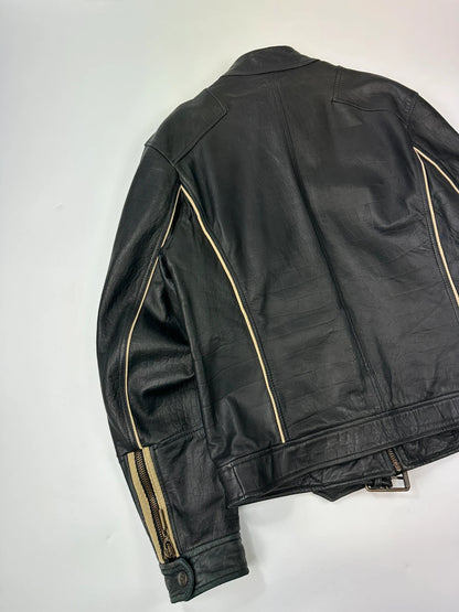 Roberto Cavalli 00’s Black Leather Stamped Jacket
