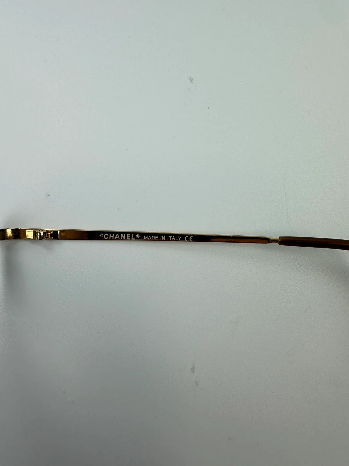 Chanel White Argent Gold Sunglasses Rimless Strass