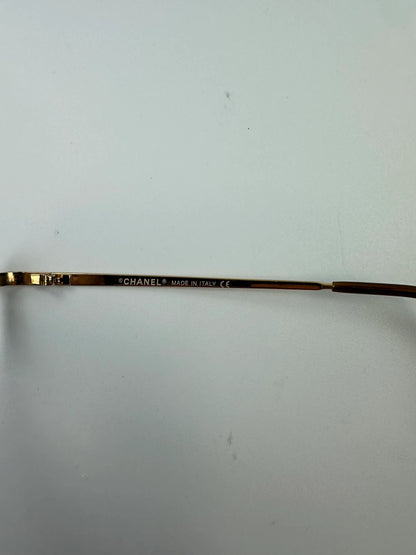 Chanel White Argent Gold Sunglasses Rimless Strass