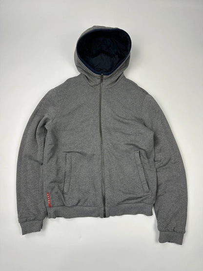 Prada Sport FW2013 Réversible Nylon Navy Blue & Grey Hoodie Jacket