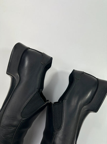 Prada Milano FW1999 Black Leather Square Toe Loafer  Dress Shoes