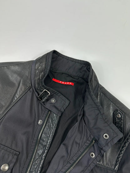 Prada Sport FW2007 Dark Navy Nylon & Leather Biker Jacket
